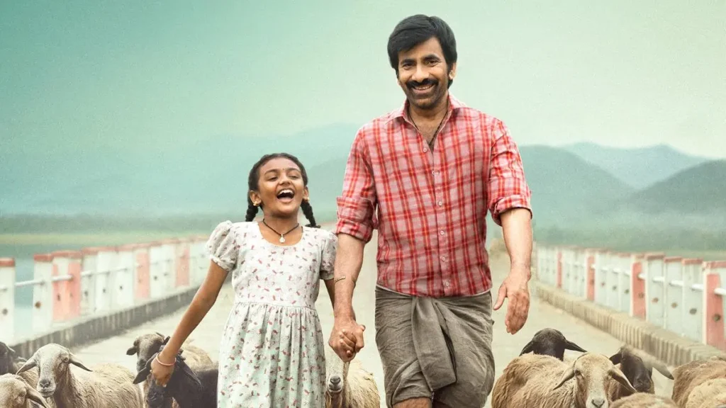 Ravi Teja with a kid in Irumudi movie poster